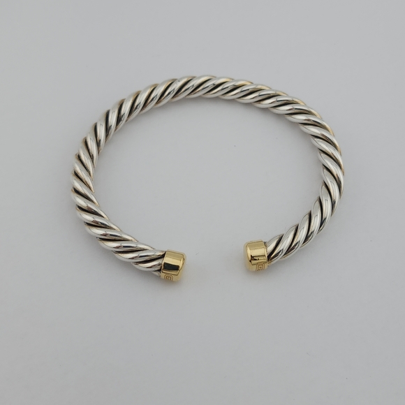 David Yurman 6mm Sterling Silver and 18k Gold Cable Classic Mens Bracelet - Picture 1 of 3